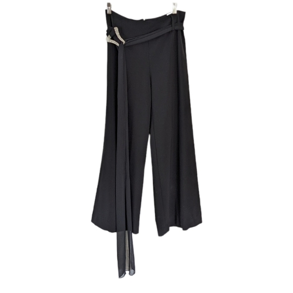 JOSEPH Ribkoff Wide Leg black pants Belted Pants size 8 T8 - Picture 1 of 10